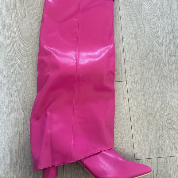 Pink Women's Knee-High Boots - Picture 1 of 3